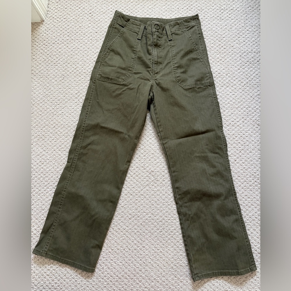 Levi's Fatigue Pants Unisex Sz 28 Crop Green Military Army Trousers Utility